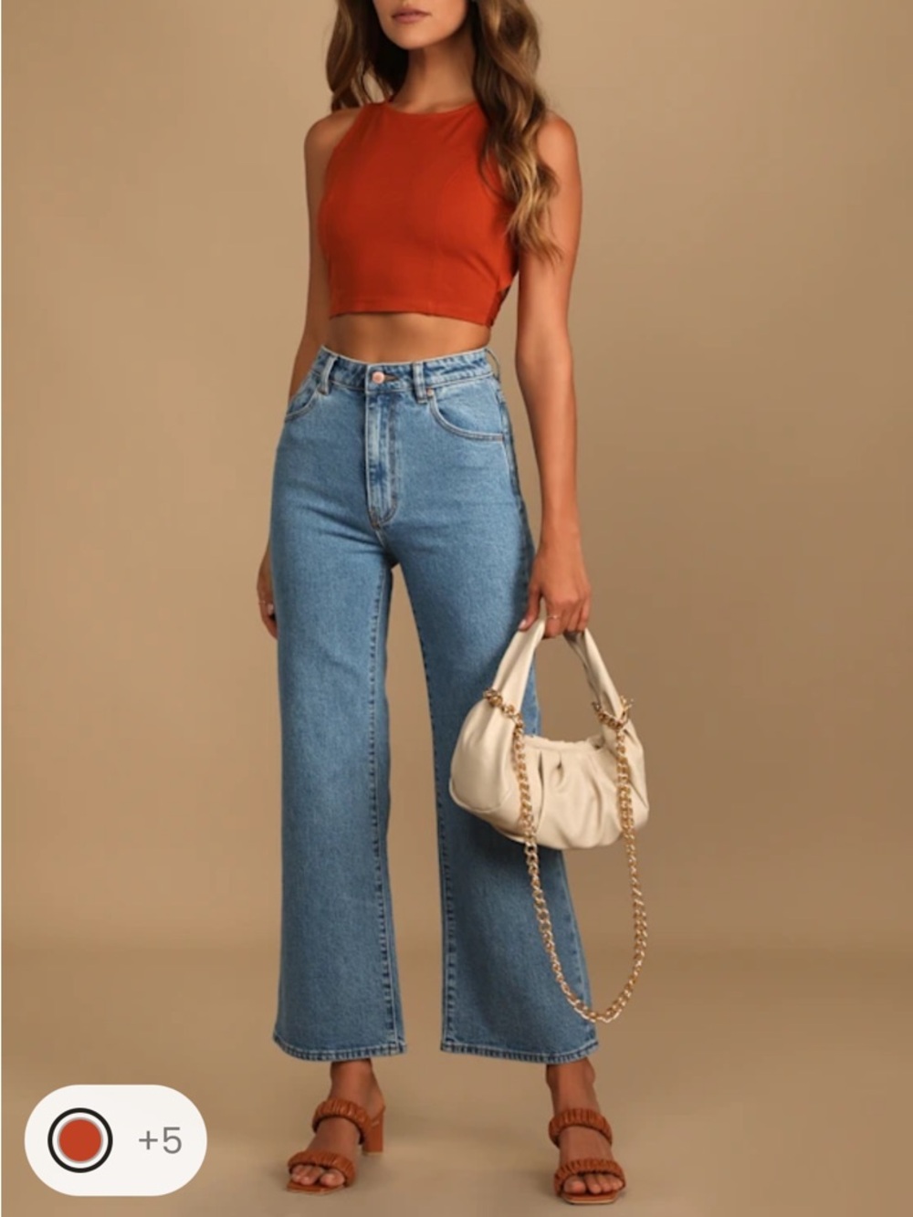Lulus Let's Tie It Rust Orange Tie-Back Cropped Tank Top, NWT S. - Picture 3 of 6